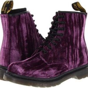 Dr. Martens Castel Purple Crushed Velvet Boots; Women’s Size 8
